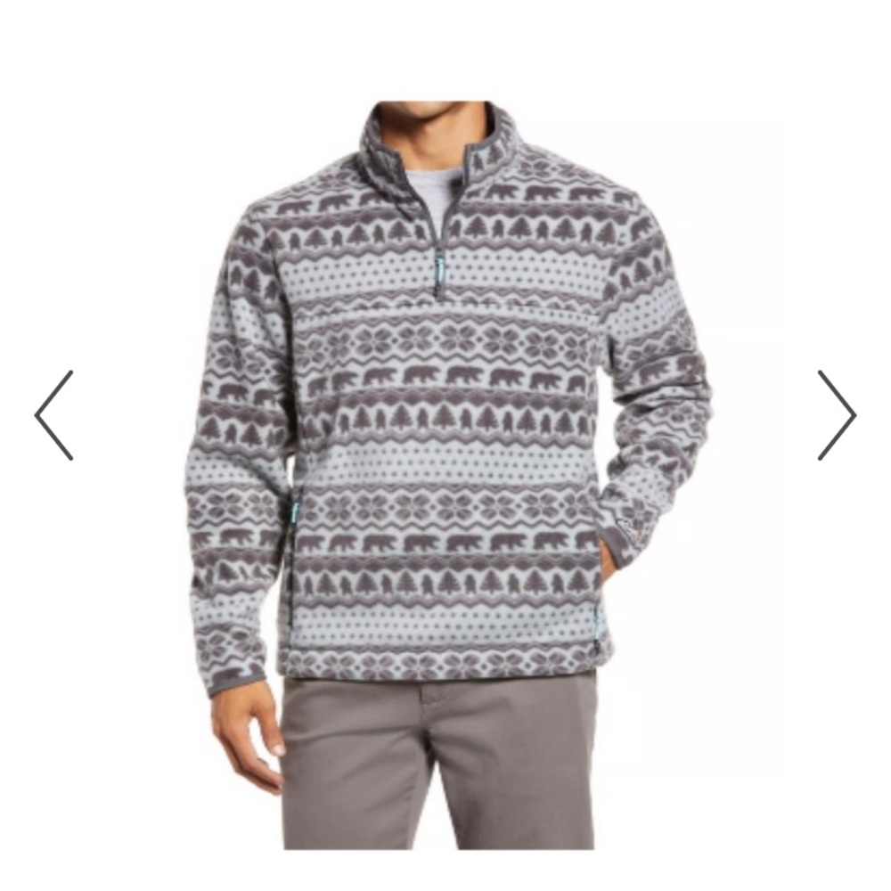 Chubbies Men's The Bear Hug Quarter Zip Fleece Pullover, Gray, Size L